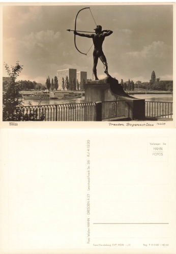 Dresden Neustadt Bogenschütze mit Elbdampfer "Wilhelm Pieck"  * 1966 ​​​​​​​Verlag Hahn-Foto14408