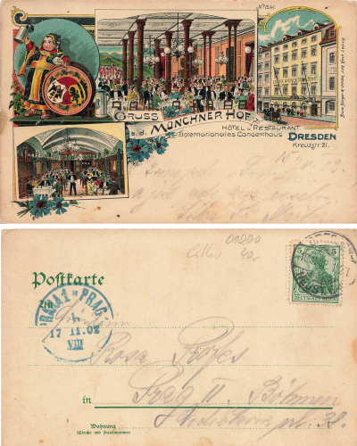 Dresden Hotel Münchner Hof Kindl Bruno Bürger 1241 Litho o 10.11.1902