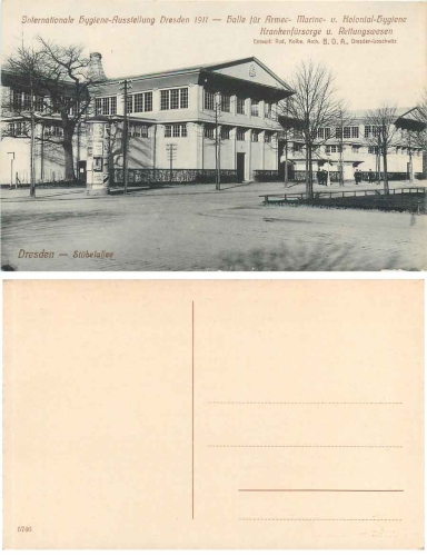 Dresden International Hygiene Exhibition 1911 Hall for Army Navy and Clonial Hygiene Stuebelalle