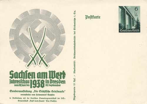 Dresden Annual Show 1938 "Saxony at Work" postal stationery *