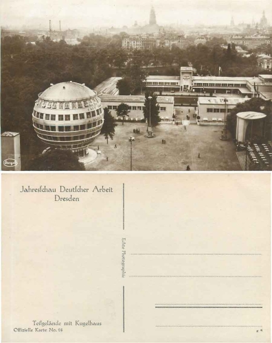 Dresden Annual Review of German Labor 1927 Official map 24 parts of the site with Kugelhaus