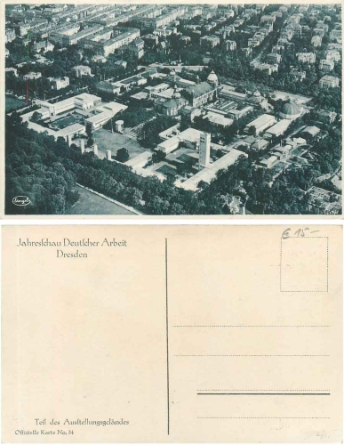 Dresden Jahresschau Deutscher Arbeit 1927 ​​​​​​​Offizielle Karte 34 Ausstellungsgelände