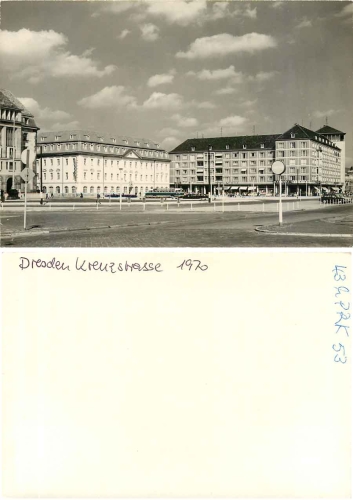 Dresden Kreuzstrasse mit Gewandhaus Druckvorlage 1970 