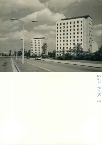 Suedvorstadt Dresden Leningrader Strasse with skyscrapers around 1970 Variant