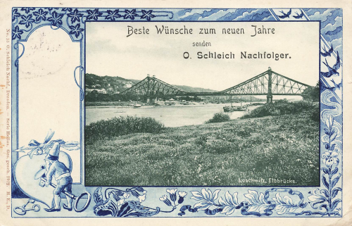 Loschwitz Dresden Blue Wonder with Dwarf Representative Card o. Schleich o 1906