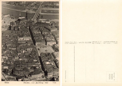 Dresden Luftaufnahme mit Altmarkt * 1950 Verlag Hahn-Foto10288