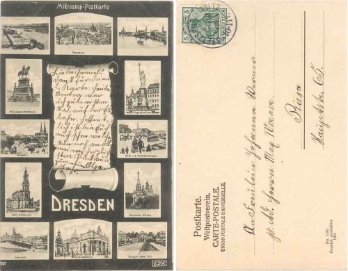 Dresden Mikroskop-Postkarte o 3.12.1907