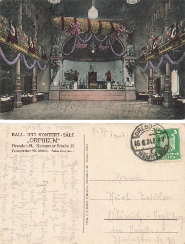 Dresden Neustadt Kamenzer Strasse 19 Orpheum Saele o 1924