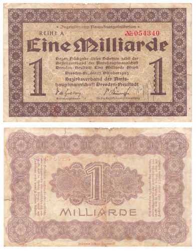 Dresden Neustadt Eine Milliarde Mark 1923 Notgeld