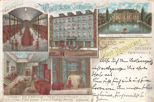 Dresden Palast Restaurant Litho Ferdinandstrasse o 1898