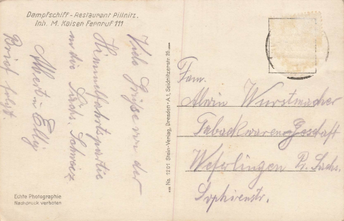 Pillnitz Dresden Dampfschiff-Restaurant o um 1930
