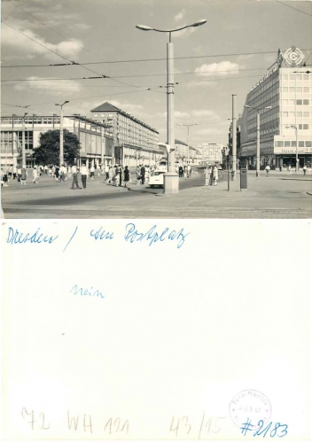 Dresden Postplatz "Haus des Buches" Druckvorlage um 1970 