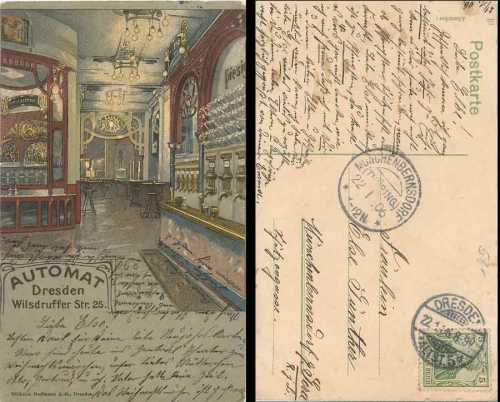 Dresden Restaurant Automat Wilsdruffer Strasse 25 Künstlerkarte o 22.1.1906
