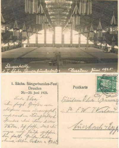 Dresden 1st Saxon Singers' League Festival June 1925 Singers' Hall Interior real photo