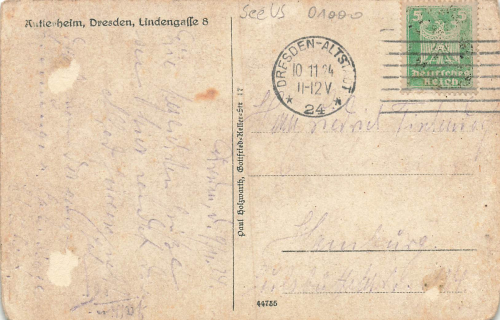 Seevorstadt Dresden Lindengasse 8 Autlerheim o 1924