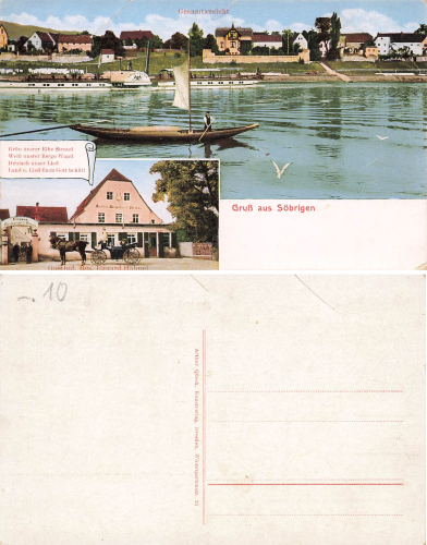 Soebrigen Dresden Gasthof Saengerhiem Eduard Haehnel mit Elbdampfschiff Kronprinz * um 1910