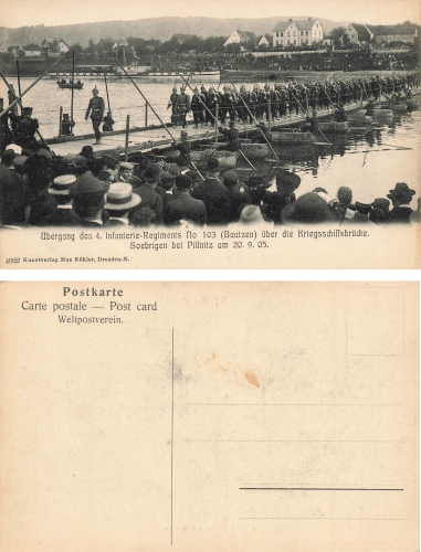 Soebrigen Dresden Warship Bridge crossing of the 4th Infantry Regiment No. 103 Bautzen 1905