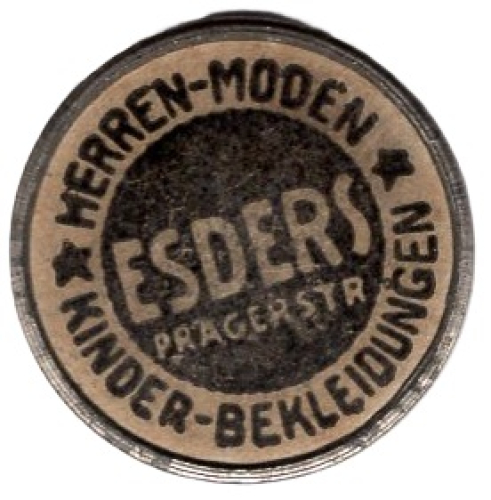 Dresden tram token 20 pfennigs ESDERS advertisement