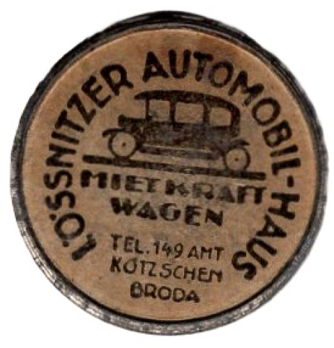 Dresden tram token 20 pfennigs Loessnitz car dealership