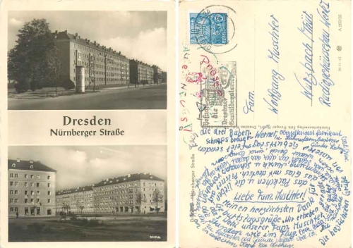 Suedvorstadt Dresden Nuernberger Strasse advertising column o 1957