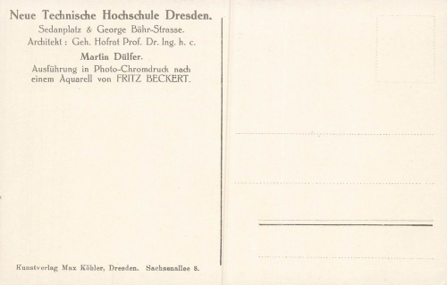 Dresden Südvorstadt Technische Hochschule Künstlerkarte Fritz Beckert * um 1910