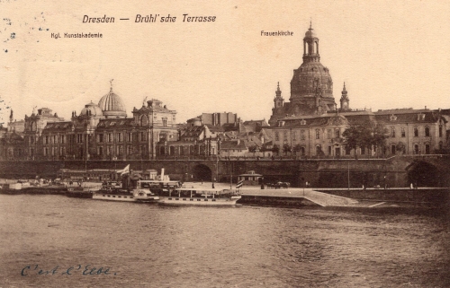 Dresden Terrassenufer Frauenkirche Elbe steamer o March 13, 1911
