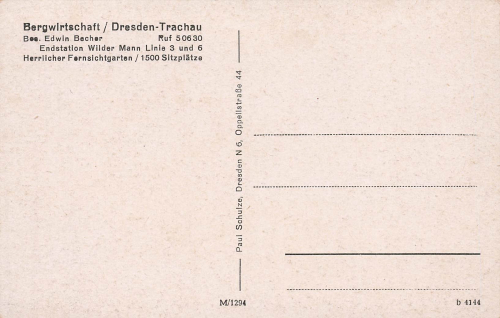 Trachau Dresden Bergwirtschaft Edwin Becher * um 1930