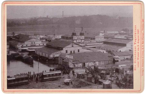 Dresden Vogelwiese im Hochwasser 1897 Cabinet Photo 11 x 17 cm