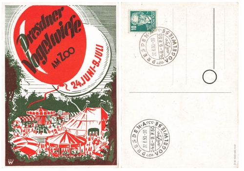 Dresdner Vogelwiese am Zoo Sonderstempel 27.6.1950