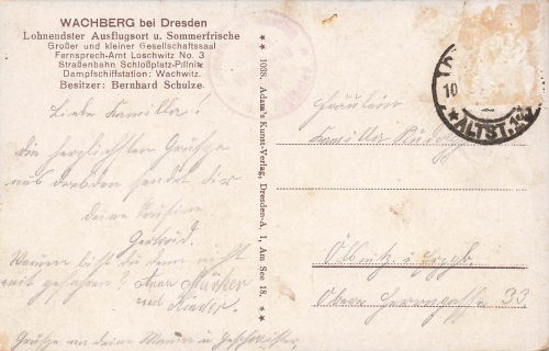 Wachwitz Dresden mit Wachberg o um 1917