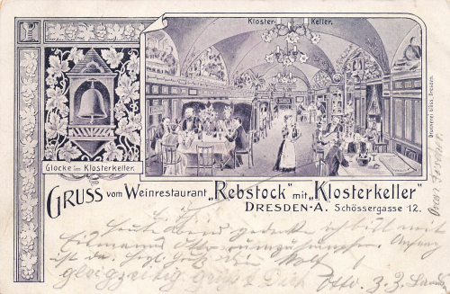 Dresden Weinrestaurant Rebstock Schössergasse 12 Litho o 1900