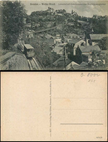 Weisser Hirsch Dresden Luisenhof with cable car *approx. 1920