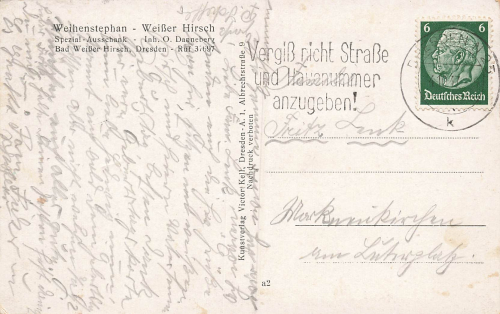 Weisser Hirsch Dresden Weihenstephan Gartenrestaurant o 1937