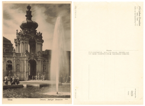 Dresden Zwinger Kronentor 750 Jahre Dresden *1956 Hahn-Foto10700
