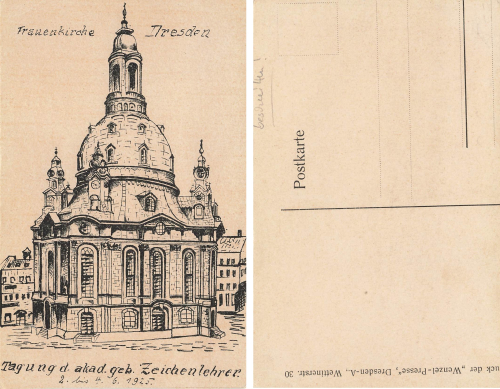 Dresden Conference of Academic Art Teachers, June 2-4, 1925. Artist's Card: Frauenkirche *