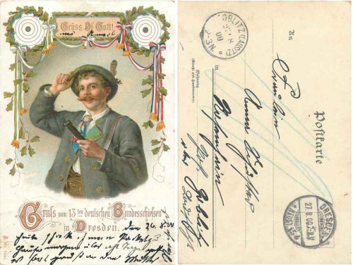 Dresden 25 Jähriges Regierungsjubiläum König Alberts von Sachsen 1898Dresden 13. deutsches Bundesschiessen o 27.8.1900