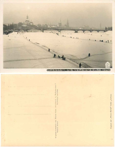 Johannstadt Dresden icy Elbe 1929 Hahn photo 4766