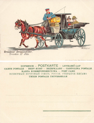 Dresdener Strassenbilder Droscke II Güte Litho * um 1900