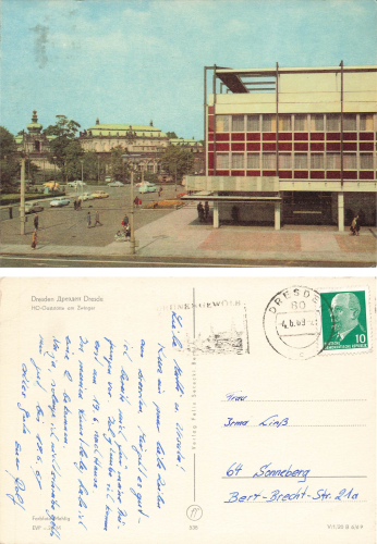 Dresdner Postplatz HO-Gaststaette am Zwinger Fresswuerfel o 1969