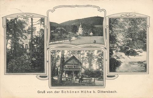 01833 Dittersbach Schoene Hoehe Art Nouveau map o 1910