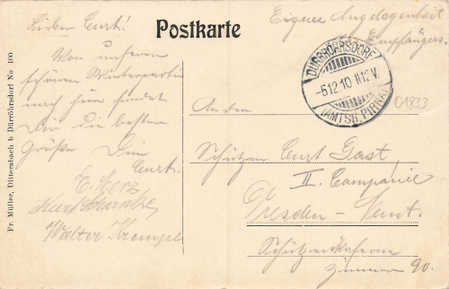 01833 Dittersbach Schoene Hoehe Art Nouveau map o 1910