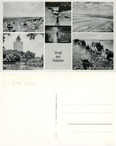27476 Duhnen Kugelbake Leuchtturm Pferdekutschen  um 1940