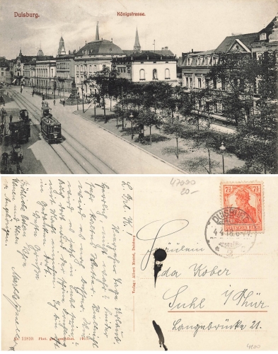 Duisburg Königsstrasse Tram o 4.4.1918