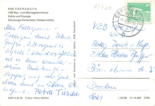 02730 Ebersbach Sachsen Ferienheim Felsenmühle o 1986