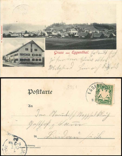 87653 Eggenthal Allgäu Gasthaus Post o 1.10.1904