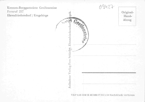 Ehrenfriedersdorf Konsum Gaststätte Greifensteine * 1964