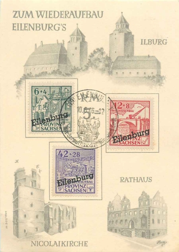 Eilenburg donation card for reconstruction special postmark June 10, 1946