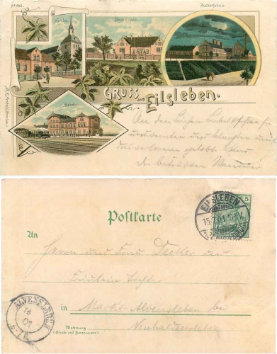 39365 Eilsleben Litho sugar factory train station o 15.7.1901