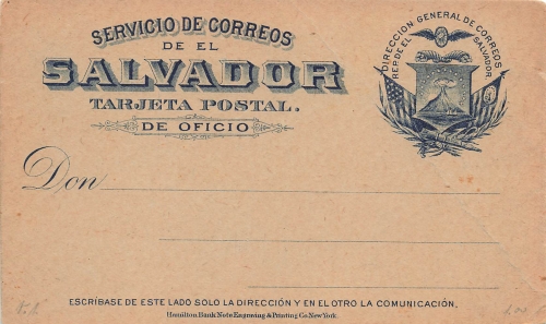 El Salvador De Oficio postal stationery 1895*