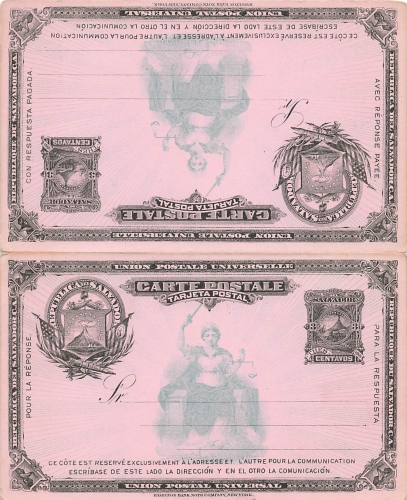El Salvador Tres Centavos Antwort Ganzsache 1891